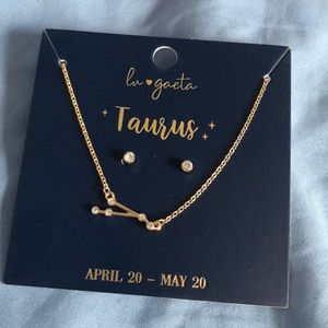 Taurus Zodiac Sign Necklace and Earings
